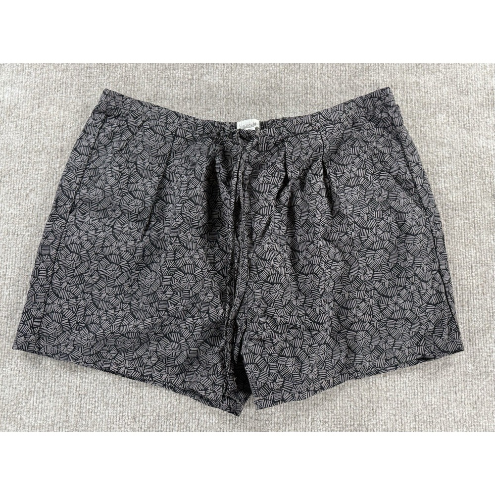 Garnet Hill Shorts Women Size 6 Gray Geometric Print Drawstring Pull On